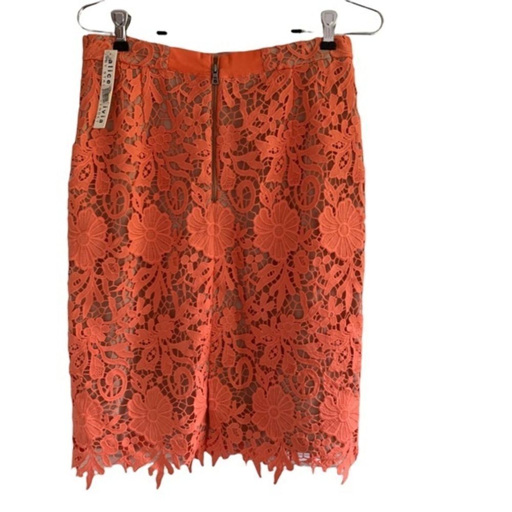 NWT Alice and Olivia Lace Skirt Orange Sz 6 - Picture 2 of 6